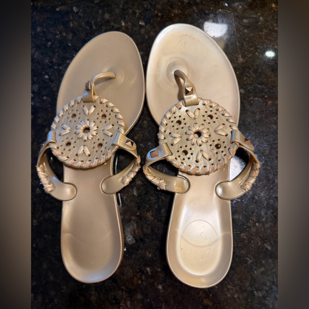 Jack Rogers Gold Jelly Thong Sandals Size 4
